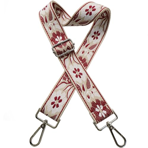 1.5" Wide Purse Strap Silver Hardware Adjustable Replacement Long Crossbody Bag Strap for Thick Shoulder Bags Canvas Handbags Straps - color: Silver Hardware-A-Dark Red