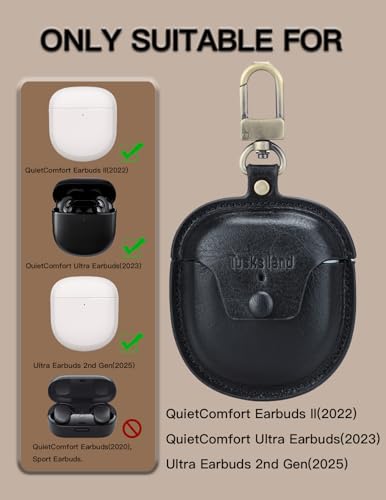 Leather Protective case for Bose QuietComfort Earbuds II 2022 / QuietComfort Ultra/Ultra Earbuds 2nd Gen - color: Blcak