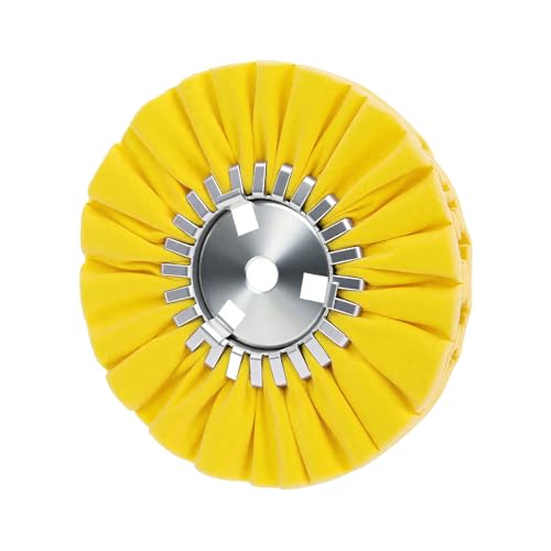 8" Airway Buffing Wheel for Angle Grinder, 5/8" Arbor Hole, 12-Ply Hard Cotton Polishing Wheel for Aluminum, Stainless Steel, Brass & Copper, Yellow, 1 Pcs - color: Hard 1pc, size: 12plys