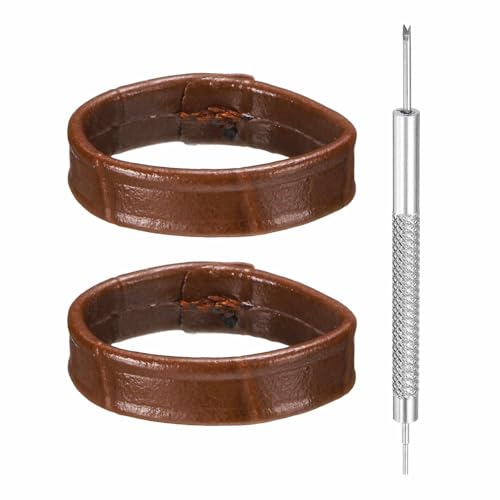 HARFINGTON Leather Watch Band Loops Replacement Watch Band Keeper Watch Strap Holder Retainer Wristwatch Strap Fastener Rings - color: Brown, size: 18mm