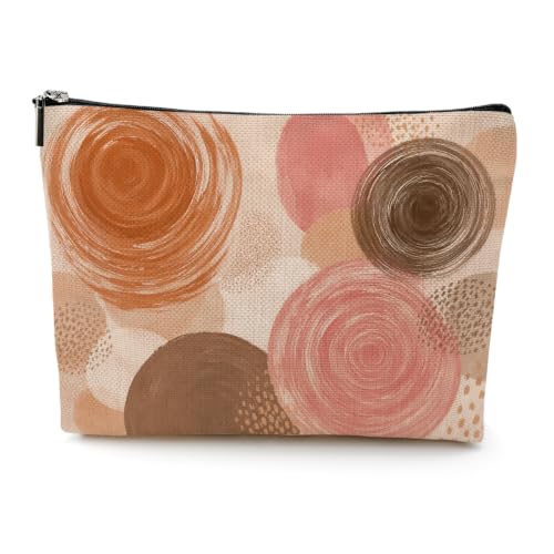 Boho Makeup Bag，Bohemian Makup Pouch Cosmetic Bags for Women Girls Bestie - color: Abstract Swirl Circle 977