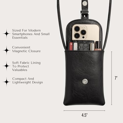 Vegan Leather Phone Crossbody Bag - Stylish & Practical Small Pouch, Eco-Friendly Cell Phone Purse, Fashionable Sling Bag for Women, Compact Vegan Leather Crossbody Purse, Cruelty-Free