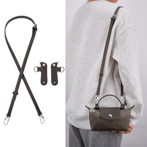 Purse Straps Replacement, Leather Handbag Crossbody Shoulder Strap Kit Adjustable for Mini Longcamp Tote Bag Women - color: Terra