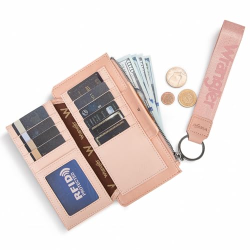 X Wrangler Western Wallet for Women Card Cases & Money Organizers Wristlet Wallet with Zipper Pocket - color: 1-pink