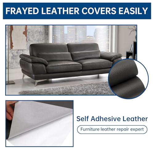 Leather Repair Patches, Self Adhesive Vinyl for Couches Furniture - color: Dark Grey, size: 17X79 inch