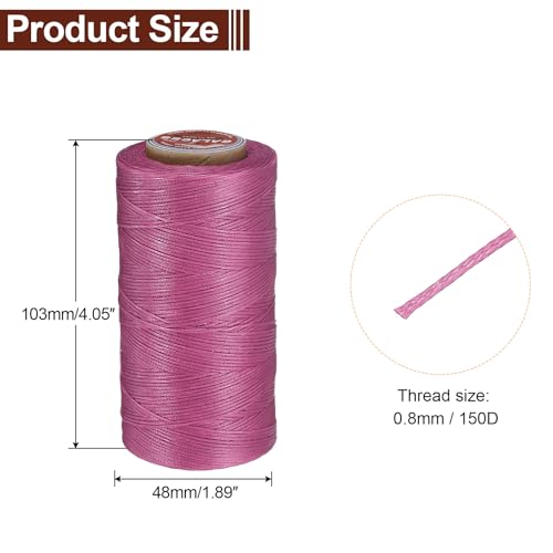 uxcell Flat Leather Sewing Waxed Thread, 270m / 295 Yards Polyester Wax String, 150D Wax Stitching Cord for Leather Crafts, Bookbinding, Bracelets Braided, Pale Pink - color: Pale Pink