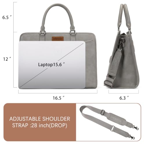 Wrangler Laptop Tote Bag for Women Fits 15.6 In Laptop for Travel and Work | Multi-compartment Organizer, Detachable Adjustable Shoulder Strap, Scratch-resistant Waterproof，Metal Feet on the Base - color: Gray
