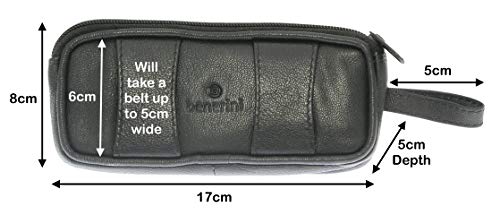 Soft Black Goat Leather Double Spectacle Glasses Case with Belt Loops/Key Ring Loop