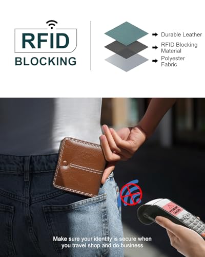 TFKGS Slim Wallet for Women Vegan Leather RFID Blocking, Small Thin Credit Card Holder Bifold Compact Pocket Ladies Mini Purse Brown - color: 2-Brown