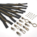 #5 Heavy Duty Metal Zipper 5 Pieces 1 Yard Long Each(Black/Copper Teeth) - color: Black/Copper Teeth