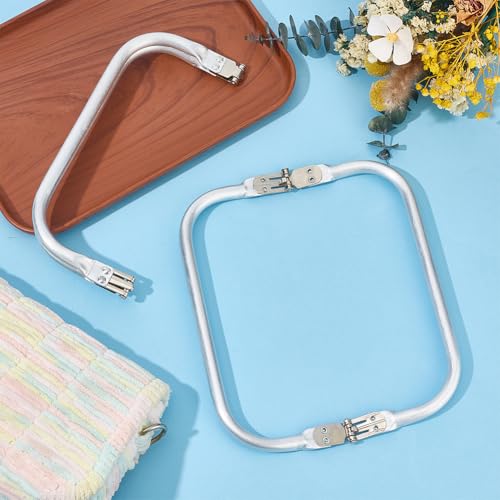 2Pcs Metal Purse Frame Silver Aluminum U Shaped Rectangle Lock Kiss Lock Clasp Bag Frames Hardware Replacements for DIY Craft Handle Bags Making Sewing Clutch Accessories