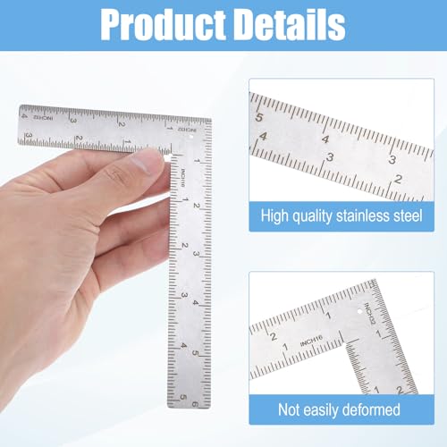 6 x 4in L Shaped Ruler, Right Angle Ruler Stainless Steel - size: 6 x 4in