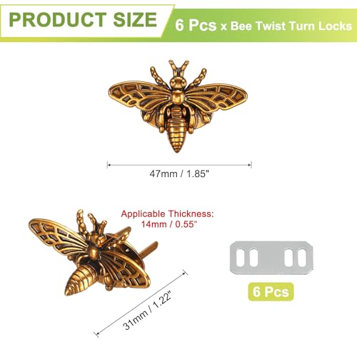 uxcell Bee Turn Lock Clasp, Zinc Alloy Closures Lock Fasteners Purse Twist Clip Clasp for Handbag Leather Bag Making - color: Brass