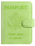 Passport Holder Cover Wallet RFID Blocking, Travel Essentials - color: Apple green