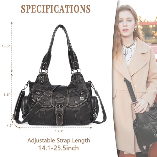 Angel Kiss Hobo Bags for Women Vegan Leather Shoulder Purses and Handbags Ladies Roomy Tote Bags Purse with Crossbody Strap - color: Bronze