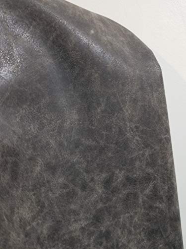 NAT Leathers Gray Distressed Vintage Vegan Faux Leather Fabric Sheet Synthetic Pleather 0.9 mm 1/2 Yard 18 x 54 inch Soft Smooth Upholstery Half Yard (18" x 54") (Grey Distressed) - color: Grey Distressed