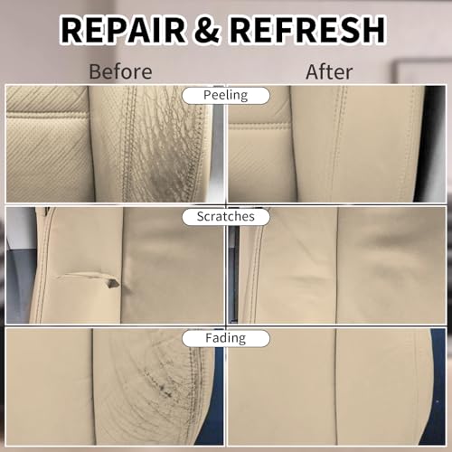 Leather Recoloring Balm,8.5oz Leather Color Restorer,Beige Leather Repair kit for Furniture and Car Interior,Leather Couch Scratch Repair,Leather Dye Paint for Faded,Cracked and Damaged Leather - color: Beige, size: Leather Recoloring Balm