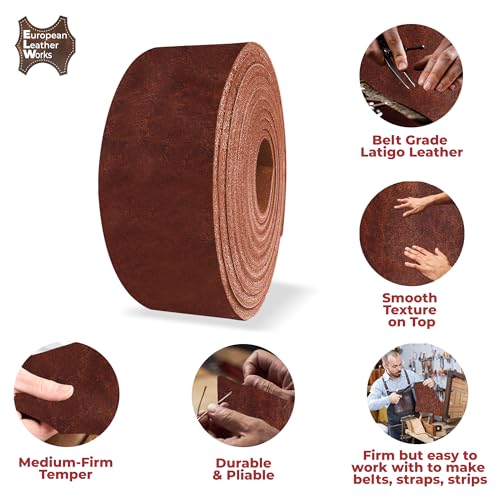 ELW 5-6 oz (2-2.4mm) Latigo Leather Belt Grade Straps | Size: 1.5"x72" (3.8x183cm) | Russet | Full Grain Cowhide, Heavy Duty Holsters, Sheathes, Harness, Saddle, Guitar Straps, Crafts - color: Russet, size: 1.5"x72" (3.8x183cm)