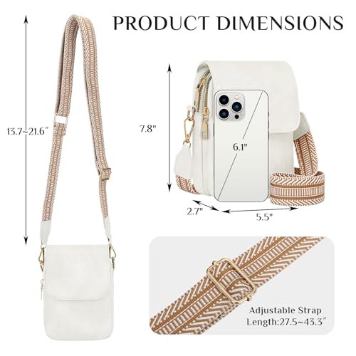 Fashion Small Crossbody Bags for Women Trendy Designer Cell Phone Purses - color: White