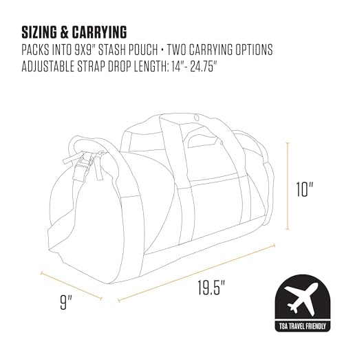 Carhartt Classic Round Duffel with Utility Pouch, Heavy-Duty, Water-Resistant Packable Gear Bag for Jobsite, Gym, and Travel - color: Port, style: 25l