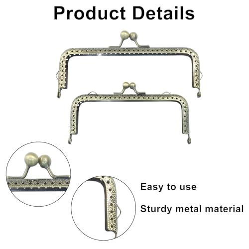 ISDVBUY 6 Size Metal Frame Purse, Bronze Kiss Clasp Frame Metal Frame Kiss Clasp Lock for DIY Craft, Purse Making & Bag Making(2.7~6inch)