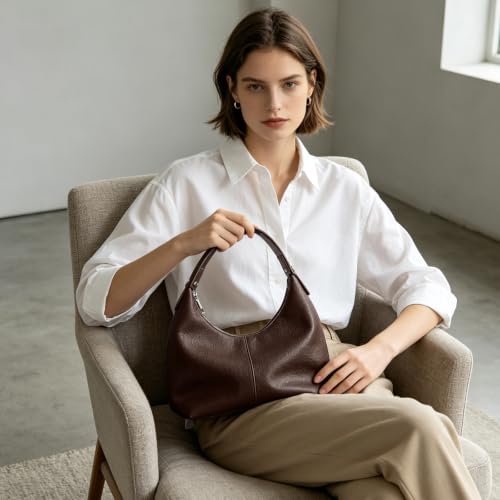 2026 Hobo Handbags, Vegan Leather Shoulder Bags for Women, Clutch Y2K Purse Handbags Tote Bag | Vegan Leather - color: Coffee