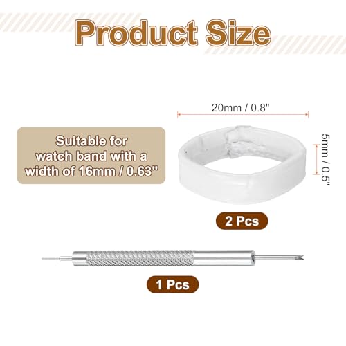 HARFINGTON Leather Watch Band Loops Replacement Watch Band Keeper Watch Strap Holder Retainer Wristwatch Strap Fastener Rings - color: White, size: 16mm