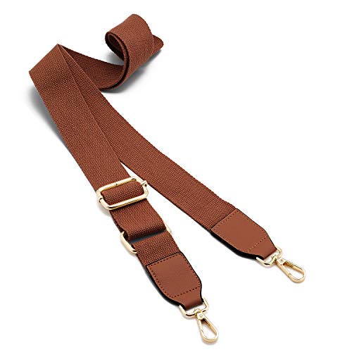 DEVPSISR Wide Shoulder Purse Strap Replacement Adjustable Belt Canvas Bag Crossbody Handbag - color: Leather Buckle-coffee