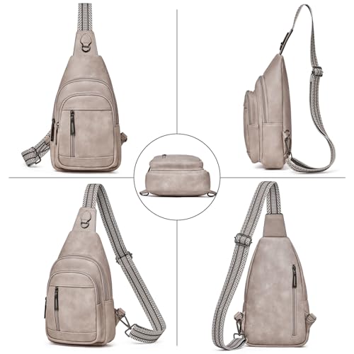 cakang Womens Sling Bag Crossbody Bags for Women Vegan Leather Sling Backpack Daypack Fanny Pack Crossbody Purse Travel - color: 2-grey