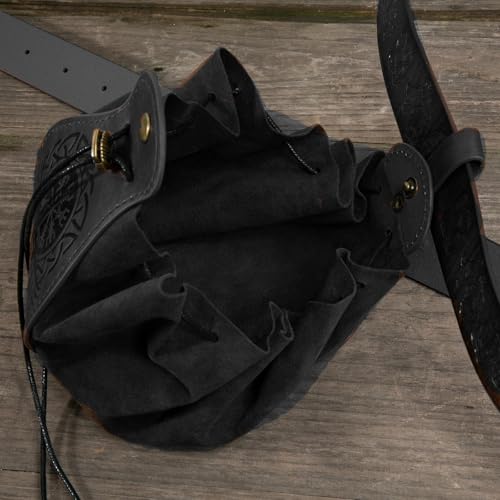 Renaissance Belt Pouch Purse Viking Bracer Hook Halloween Set Medieval Festival Costume Accessory Casual Fanny Pack Waist Bag - color: K6Black