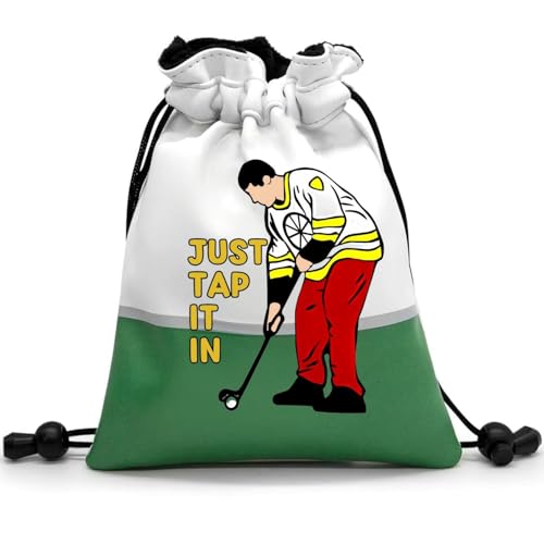 Artpreti Funny Golf Valuables Pouch,Golf Pouch Bag with Drawstrings Golf Tee Bag Pouch Leather Golf Tee Ball Bag for Men Women - Just Tap It in - style: Golf Pouch Bag-just