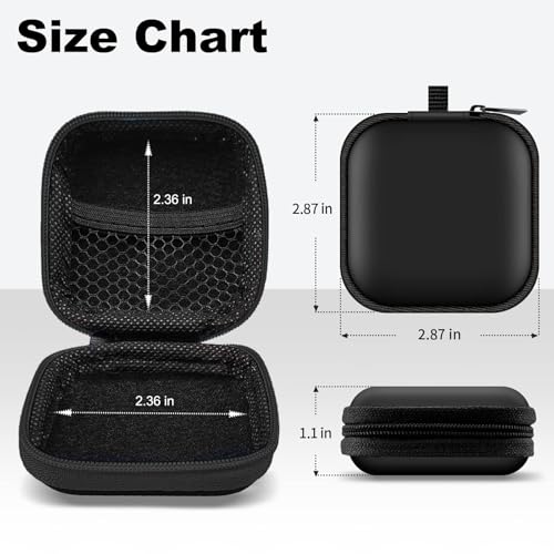 Square Earbud Case Portable EVA Storage Bag Cell Phone Accessories Organizer with Carabiner for Wired/Wireless Earphone, Earbud, Earpieces, SD Memory Card, Camera Chips, Tech Pouch, Black - color: B1-Square Black