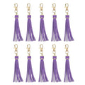 uxcell 10pcs PU Leather Tassels, 6 Inch Keychain Tassel Charm Tassel Purse Charm with Lobster Swivel for Jewelry Making, Handbag, DIY Crafts, Phone Straps (Dark Purple) - color: Dark Purple