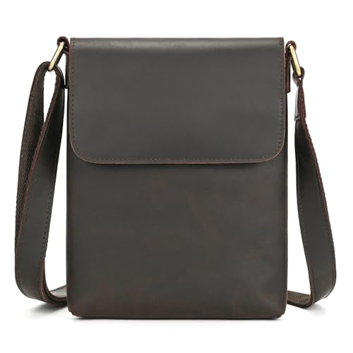 Leather Small Messenger Shoulder Bag for Men - color: 316 Dark Brown
