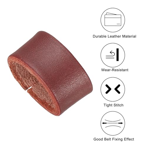 PATIKIL Leather Loop Keeper, Leather Loops Belt Keeper Loops Retainer Straps Replacement, - color: Reddish Brown, size: 0.7"/0.9"