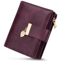 HUANLANG Small Wallets Women RFID Blocking Ladies Wallet with Zipper | Women’s Wallet Credit Card Holder, Leather, ID Window, Zipper Coin Pocket, Bifold, Perfect Gifts, Fits Small Purses, Travel - color: Dark Purple