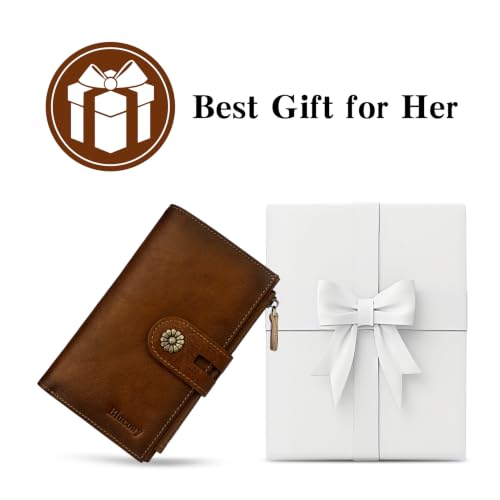 Full Real Leather Trifold Wallet for Women With RFID Blocking - color: a1-brown