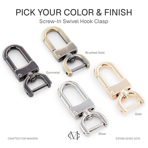 CRAFTMEMORE 2pcs Detachable Snap Hook Swivel Clasp w/Screw Bar VT99 Bag Strap Hardware Replacement (1 Inch, Silver) - color: Silver, size: 1 Inch