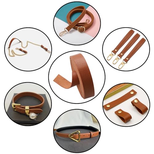 picheng Faux Leather Strap 1 Inches Wide Lychee Texture Leather Straps for Crafts, 200 Inches Long Faux Leather Strips - color: Brown - a