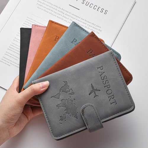 PU Leather Magnetic Buckle Multifunctional Passport Holder Wallet with RFID Blocking, SIM Card Storage, Map Exit Card Bag, Unisex Travel Document Organizer (Dark Blue) - color: dark blue
