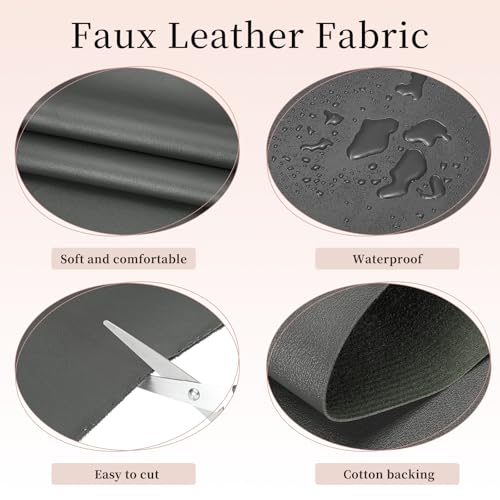 uxcell Marine Vinyl Fabric, 54 Inch 1 Yard Upholstery Faux Leather Soft Waterproof Sheets Fabric for Crafts DIY Sewings Sofa Wallets Handbag Car, Gray - color: Gray