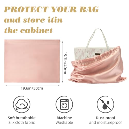 12 Pack Dust Bags for Handbags Travel Storage Pouch Silk Cloth Bag - color: C-Pink, size: 19.6x15.7in