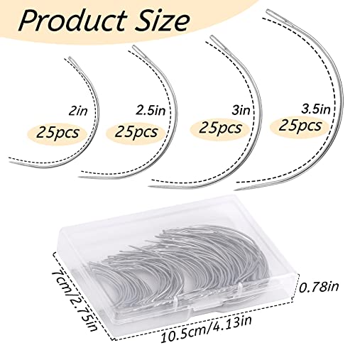 Curved Needles, 100 PCS Curved Sewing Needles, Curved Upholstery Needle | Curved Needles for Hand Sewing,Leather Needles for Hand Stitching, Weaving Needles for Hair, Leather Repairing and Crafts - style: 100 PCS