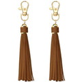 Penta Angel 2Pcs 5.9'' Large PU Leather Tassel with Lobster Swivel Keychain Pendant for Handbag Backpack Jewelry Making(Brown) - color: Brown