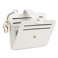 Airkit Small Wallet Women RFID, PU Leather Card Holder with Keychain - color: Beige