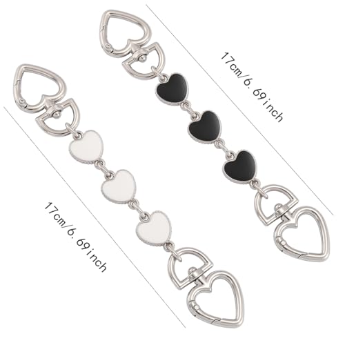 Anbys Silver Purse Extender Chain Bag Extender Chain Purse Strap Extender Bag Chain Charms(Heart White/Black) - color: Silver Heart(Black/White)