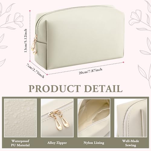 Kigeli Leather Makeup Bag PU Leather Cosmetic Pouch Wide-open Waterproof Toiletry Organizer with Dividers Travel Bag Birthday Valentine's Day Gifts for Women Friend Sister Daughter BFF(Beige) - color: Beige