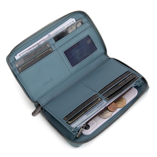 Wrangler Womens Wallet Wristlet Long Purse Designer Clutch Large Capacity Credit Card Holder for Women Men - color: A-Jean Blue