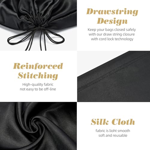 12 Pack Dust Bags for Handbags Travel Storage Pouch Silk Cloth Bag - color: B-Black, size: 19.6x15.7in