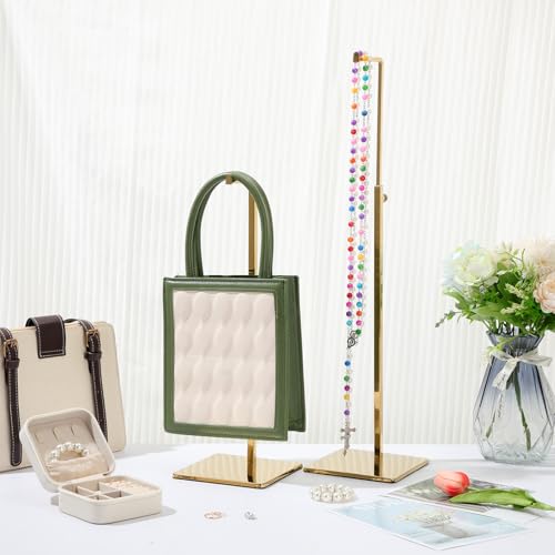 Maitys 4 Pack Purse Display Stands - Adjustable Height Handbag Display Stand Metal Bag Rack Handbag Stand Holder Single Hanging Hook Bag Stands for Boutique Store (Gold) - color: Gold